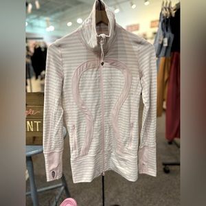 Lululemon Light Pink and White Zip Up Stride Jacket